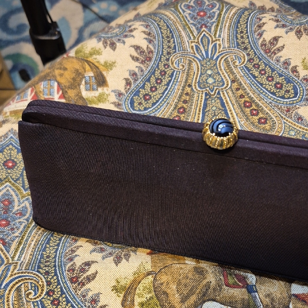 Vintage Dark Navy Clutch with Gold Accent - Picture 13 of 16